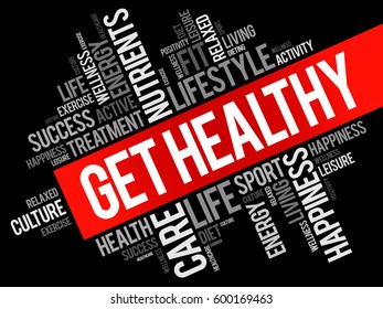 Get Healthy word cloud background, health concept