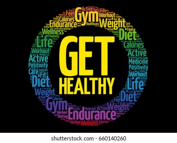 Get Healthy word cloud background, health concept