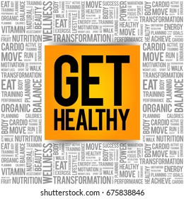 Get Healthy word cloud background, health concept