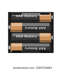 Get a high quality vector illustration of a battery pack that includes 4 AAA batteries in EPS format for your electronic design projects