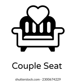 Get hold on this amazing glyph icon of couple seat 