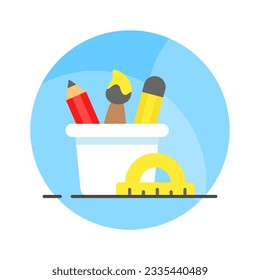 Get hold on this amazing icon of drawing tools in trendy flat style