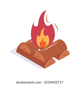 Get hold on this amazing icon of campfire isometric style