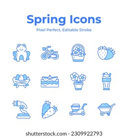 Get hold on this beautifully designed spring vectors, farming, gardening and agriculture icons set