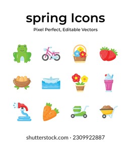 Get hold on this beautifully designed spring vectors, farming, gardening and agriculture icons set