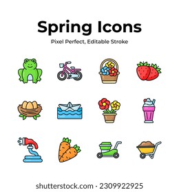 Get hold on this beautifully designed spring vectors, farming, gardening and agriculture icons set