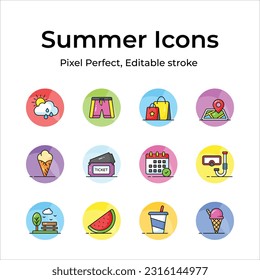 Get hold on this carefully crafted summer icons set, ready to use premium vectors