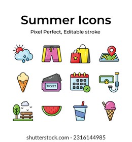 Get hold on this carefully crafted summer icons set, ready to use premium vectors