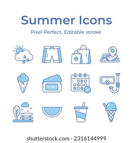 Get hold on this carefully crafted summer icons set, ready to use premium vectors