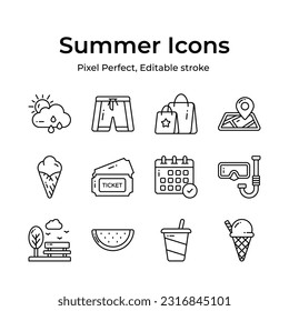 Get hold on this carefully crafted summer icons set, ready to use premium vectors