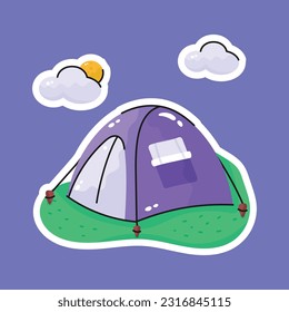Get hold on this carefully designed hand drawn vector of camp tent, easy to use icon