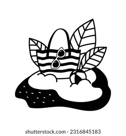 Get hold on this creatively designed hand drawn icon of beach bag