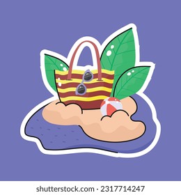 Get hold on this creatively designed hand drawn icon of beach bag