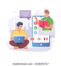 Get hold on this language course flat illustration  

