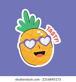 Get hold this catchy hand drawn sticker of pineapple, ready to use vector