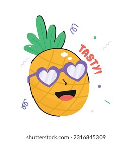 Get hold this catchy hand drawn sticker of pineapple, ready to use vector