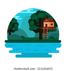
Holen Sie sich diese einprächtige Naturlandschaft, Vektordesign 

