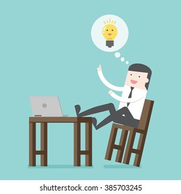 Get idea at home. Idea everywhere. Flat design for business financial marketing banking advertising commercial event minimal concept cartoon illustration.