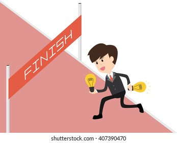 get the idea reached the finish line, on white background