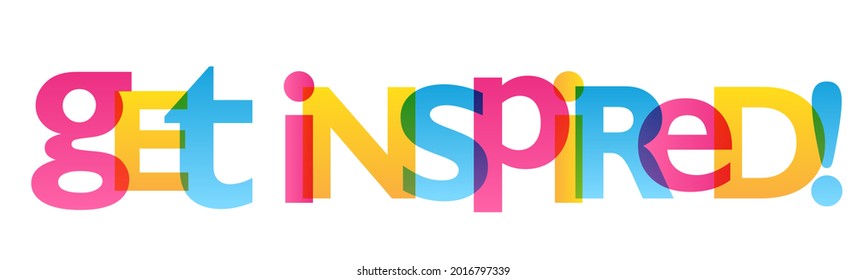 GET INSPIRED! colorful gradient vector typography banner on white background