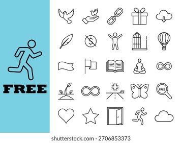 Lassen Sie sich von dieser vielfältigen Kollektion minimalistischer Icons inspirieren! Nutzen Sie diese kostenlosen Grafiken für Ihr nächstes Projekt und bieten Sie einen modernen Touch und grenzenlose Kreativität.
