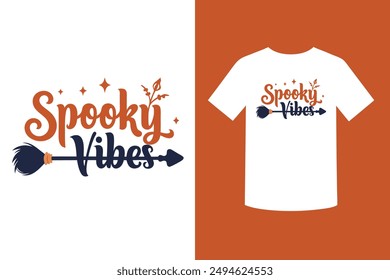 Get into the Halloween spirit with our "Spooky Vibes Halloween T-Shirt Design" featuring eerie graphics perfect for the spooky season. Ideal for parties, trick-or-treating, and festive fun.