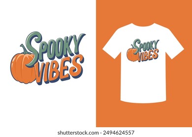 Get into the Halloween spirit with our "Spooky Vibes Halloween T-Shirt Design" featuring eerie graphics perfect for the spooky season. Ideal for parties, trick-or-treating, and festive fun.