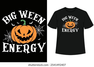 Get into the spooky spirit with this fun and bold "Big Ween Energy" Halloween design, featuring a cheeky pumpkin and playful bats. Perfect for anyone who loves Halloween and enjoys showing off their.