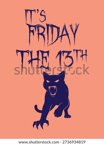 Get into the spooky spirit with this eerie black panther on an orange background, paired with ominous Friday the 13th text, perfect for Halloween or horror-themed designs
