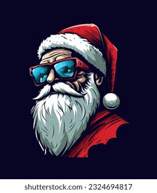 Get into the undead spirit with Santa wearing sunglasses, a hand drawn logo design illustration that merges Christmas cheer with eerie elements