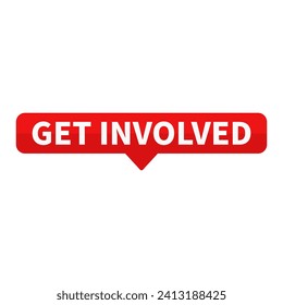 Get Involved Red Rectangle Shape For Participation Promotion Business Marketing Social Media Information Announcement
