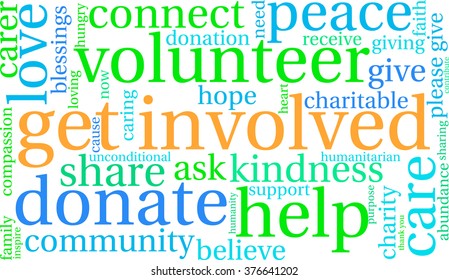 Get Involved word cloud on a white background. 