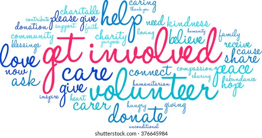 Get Involved word cloud on a white background.  - Powered by Shutterstock - Get 15% off with code: PIKWIZARD15