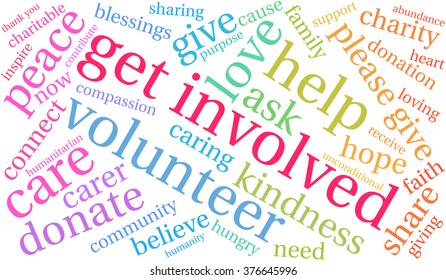 Get Involved word cloud on a white background. 