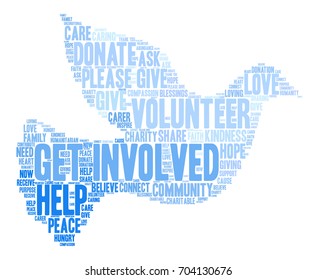 Get Involved word cloud on a white background. 