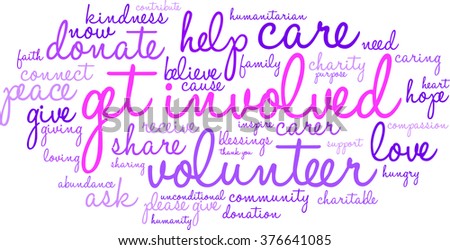 Get Involved word cloud on a white background. 