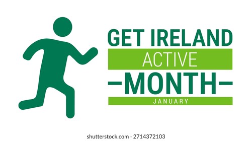La Plantilla de fondo, Anuncio, tarjeta o diseño de póster del Mes Activo de Irlanda se observa todos los años durante enero, para crear conciencia sobre la misión. Ilustración vectorial.