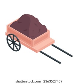 Get isometric icon of farm cart 