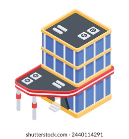 Get an isometric icon of mall building