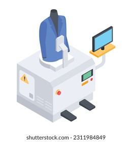Get isometric icon of steam press 