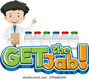 Get the Jab font banner with a male doctor cartoon character illustration
