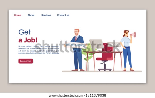 Get Job Landing Page Vector Template Stock Vector Royalty Free
