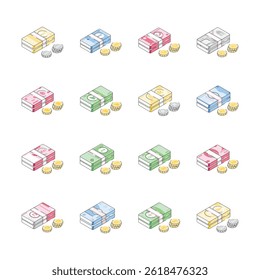 Get latest isometric collection showing various currencies icons
