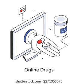 Get a line 3d icon of online drugs 