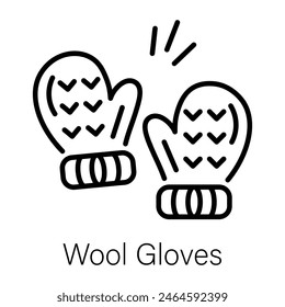 Get a line icon of wool gloves 