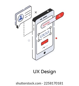 Get a line isometric icon of ux design 