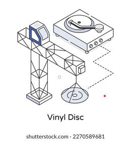 Get a line isometric icon of vinyl disc 