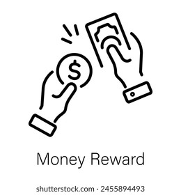 Get line style icon of money reward 