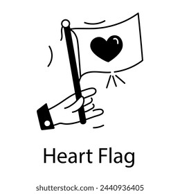 Obtener el icono de estilo lineal de una bandera de corazón 