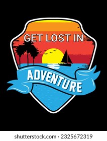 Get lost in adventure, graphic t-shirt design